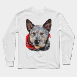 Australian Cattle Dog with a Red Bandana Long Sleeve T-Shirt